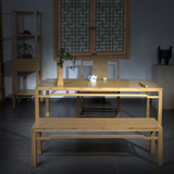 新中式茶桌实木茶几泡茶台仿古典简约原木色茶桌椅官帽椅组合家具