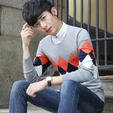 秋季男士毛衣韩版套头圆领长袖针织衫外套青少年学生线衣男装潮流