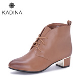 卡迪娜/kadina 专柜同款冬季羊皮短靴欧美尖头方跟马丁靴KA41401