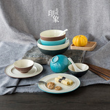 碗碟套装亿嘉创意日式陶瓷碗盘碗筷套装高档简约家用陶瓷餐具套装