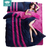 床上用品纯色韩版法莱绒法兰绒加厚四件套冬珊瑚绒床单式被套特价