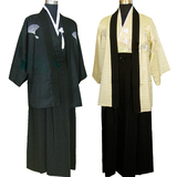 传统男女士和服 改良动漫黑传统和服浴衣正装cos 日本男女式服装