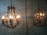 复古工业吊灯美式乡村仿古铁艺水晶吊灯咖啡厅酒吧欧式餐厅灯具