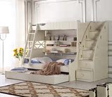 成人上下床实木高低床 韩式白色儿童床环保双层三层床子母床1.5米