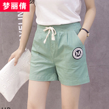 青少年夏季新款少女韩版系带棉麻短裤中学生时尚宽松休闲运动裤子