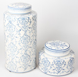 新中式青花瓷 收纳罐子 玄关客厅展示柜装饰摆件 陶瓷工艺品盖罐