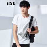 GXG特惠男士短袖t恤夏季新品男装韩版时尚白色圆领T恤52144107
