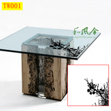 定做办公室茶几台面 玻璃图案数码印刷钢化玻璃正方形餐桌面TW001