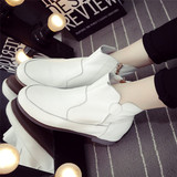 2015春秋季新款马丁靴套筒短靴白色女靴子内增高单鞋真皮女鞋圆头