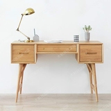 北欧宜家实木书桌书房橡木简易电脑桌子简约现代原木写字台梳妆台