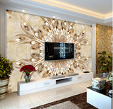 欧式电视背景墙壁纸卧室墙纸客厅沙发大型壁画仿大理石复古花卉