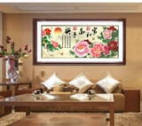 88d2016单幅有框现代中式客厅壁画棉布山水书房红木现代装饰画124