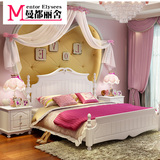 韩式田园床板式床1.5 1.8米欧式公主床双人床白色实木床高箱储物