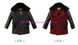 2015新款冬韩版外贸男童宝宝中小童修身中长款皮外套加厚加绒保暖