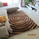 特价直销时尚超细丝真丝3D立体驼色圆圈图案客厅茶几卧室地毯定制