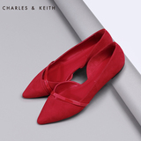 CHARLES&KEITH镂空女鞋 CK1-70900014 尖头舒适休闲平底单鞋子