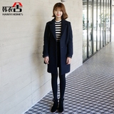 妮子呢子大衣2015女学生韩版秋冬季女式冬装中长款毛呢外套