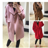 【转卖】藕粉色外套2015秋季新款中长款气质羊毛呢子大衣