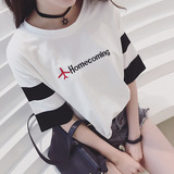 韩国原宿bf风短袖T恤女学生夏季韩版宽松上衣短款半袖高腰体恤潮