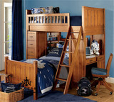 全实木套装床直销美式儿童上下铺书桌储物柜多功能一体化环保家具