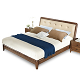 卓腾北欧简易实木床1.8米双人床简约现代1.5米大床成人真皮床婚床