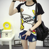夏装初中学生少女时尚半袖上衣服韩版学院风个性印花短袖T恤女潮