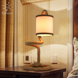 美式灯具现代简约床头灯复古创意个性卧室餐厅酒吧咖啡馆麻绳台灯