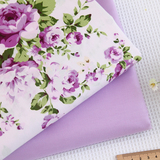 田园紫色碎花大花纯棉斜纹布料床品面料床上用品床单被套手工DIY