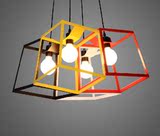 简约现代方形铁艺吊灯创意装饰单头个性吊灯咖啡厅吧台餐厅客厅灯