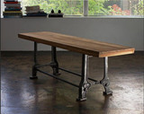 会议桌 铁艺长方形实木美式书桌创意小户型电脑桌 复古餐桌长桌