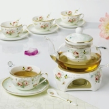 花茶具套装欧式田园陶瓷加热玻璃茶具英式下午茶花果茶壶结婚礼物
