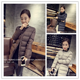 2015冬季新款韩版女士薄款棉衣棉服 修身显瘦中长款棉外套