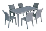 户外休闲桌椅 无扶手餐椅桌子组合 可折叠椅 加厚管藤椅 庭院家具