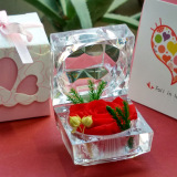 红色玫瑰永生花礼盒戒指情人毕业节求婚礼物保鲜干花玻璃罩玫瑰花