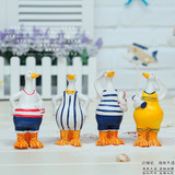 地中海风格家居装饰摆设 创意儿童房摆件 海洋风可爱手绘海军鸭子
