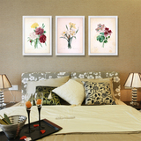 现代简约美式花卉客厅三联幅装饰画 欧式花卉有框装饰画 沙发壁画