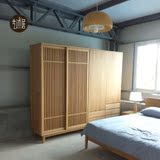 日式全实木衣柜卧室家具收纳衣橱储物推拉门衣柜现代简约橡木衣柜