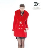 BCVOGA百丝专柜正品剪标红色高贵双排扣腰带毛呢大衣B123KB2027