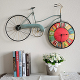 美式复古客厅卧室创意自行车挂钟墙饰个性装饰钟表墙上装饰品壁饰