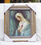 天主教人物进口 意大利画芯 玫瑰圣母 圣相框画