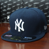 MLB名品店 NY平沿帽男潮棒球帽不可调节嘻哈帽子女夏天经典藏蓝色