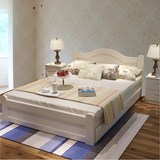 简约现代白色全实木床1.8双人床1.5米大床松木床简欧单人床1.2米
