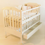 贝爵婴儿床实木欧式无味环保漆宝宝BB床白色带抽屉多功能儿童床