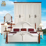 卧室家具套装 床 床头柜 衣柜 梳妆台 凳 地中海成套组合特价
