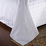 祝源星级酒店宾馆床上用品纯棉白色三公分缎条60支全棉四件套
