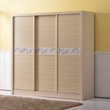 实木质简易家具移门衣柜推拉滑门组装板式衣柜现代简约平板衣柜