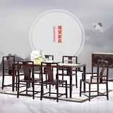 新中式餐桌方桌客厅样板房酒店会所水曲柳实木餐桌椅组合家具定制
