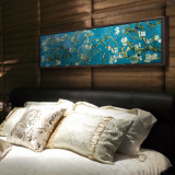 梵高杏花鸢尾装饰画酒店客厅有框肌理油画卧室挂画长方形床头壁画