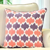 正品优质 美式北欧几何棉麻粉紫色卧室客厅沙发抱枕靠垫套定制新