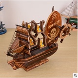 仿古海盗船模型八音盒地中海风情木质做旧音乐风车热销学生礼品